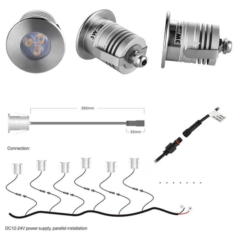 IP68 3W 12V 24V Outdoor Bathroom Swimming Pool Sauna Boat Lamp Aquarium Light Underwater Downlight Mini LED Spotlight