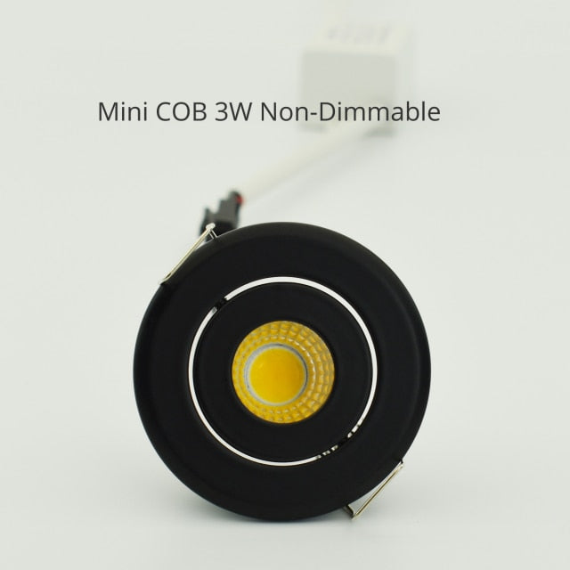 Mini 1W COB 3W Black Finish LED Downlight Recessed Spot Ceiling light 10pcs Cut 40-45mm Full Aluminum