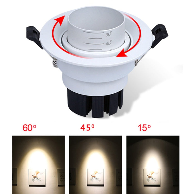 High Quality Dimmable Led Downlight beamangle 15 45 60 degree cob 8W 12W 20W led spot home indoor led down lights lighting