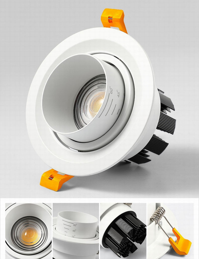 Embedded Zoom Dimmable Recessed downlights Lamps COB 7W 12W 15W 20W spot light Background wall LED Indoor lighting
