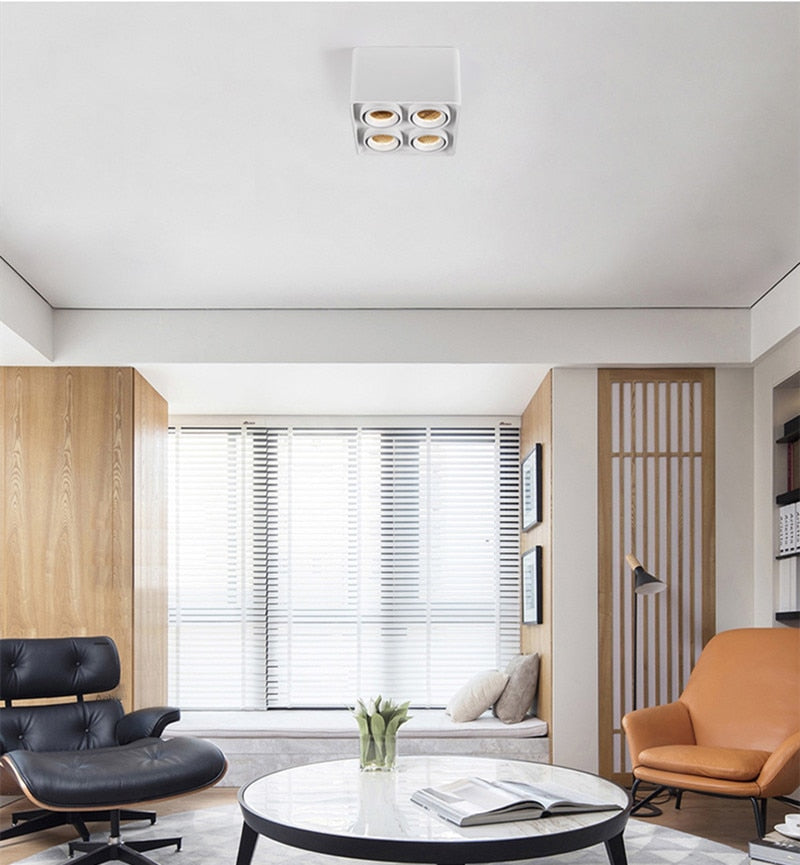 LED Ceiling Square Downlight 12W 24W 36W Dimmable 3000K Black Aluminum Ideal Spot Light for Hallway Corridor Gallery Display