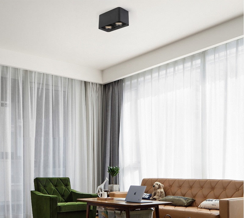 LED Ceiling Square Downlight 12W 24W 36W Dimmable 3000K Black Aluminum Ideal Spot Light for Hallway Corridor Gallery Display