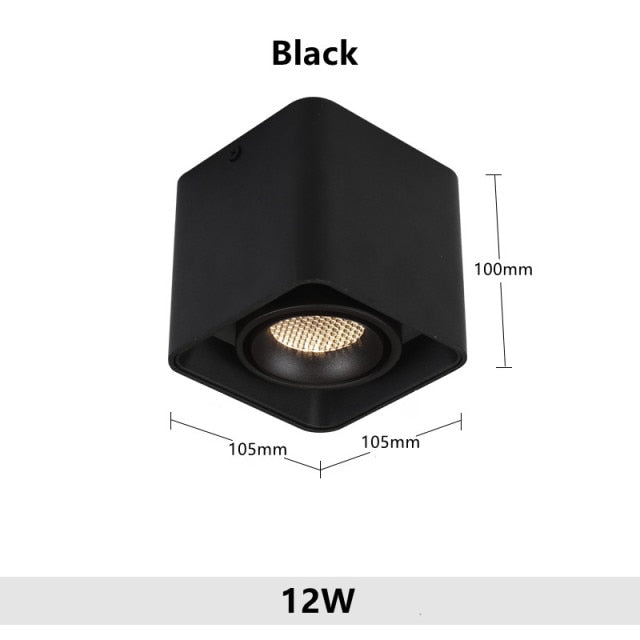 LED Ceiling Square Downlight 12W 24W 36W Dimmable 3000K Black Aluminum Ideal Spot Light for Hallway Corridor Gallery Display