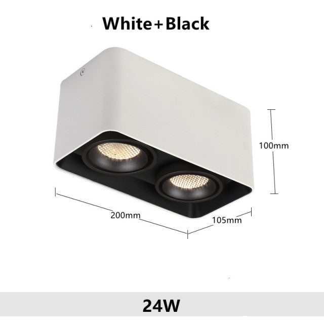 LED Ceiling Square Downlight 12W 24W 36W Dimmable 3000K Black Aluminum Ideal Spot Light for Hallway Corridor Gallery Display