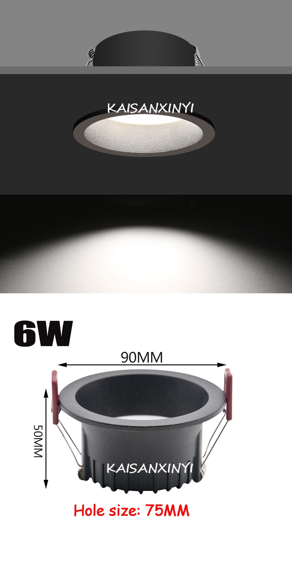 Anti-corrosion LED Downlight 6W Anti-Glare Led Ceiling Lamp LED Spot Lighting Bedroom Kitchen Led Recessed Three-color Lamp