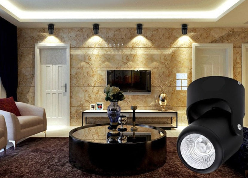 High quality dimmable Rotating LED Downlights Surface Mounted adjustment COB ac85-265V 10W 15W LED Ceiling Lamp Spot lights