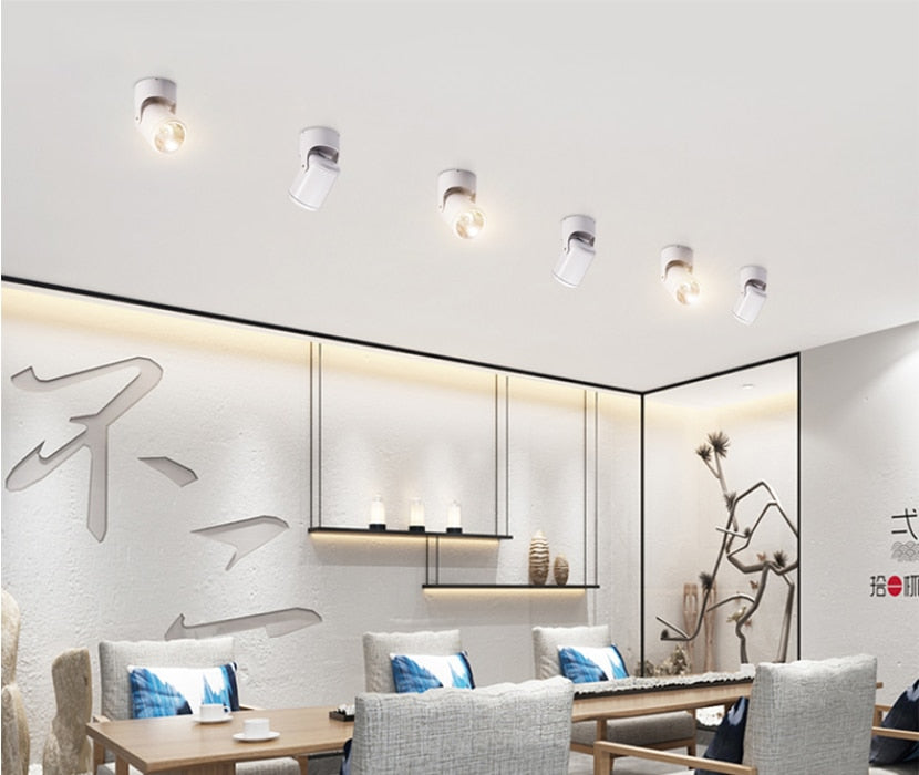 High quality dimmable Rotating LED Downlights Surface Mounted adjustment COB ac85-265V 10W 15W LED Ceiling Lamp Spot lights