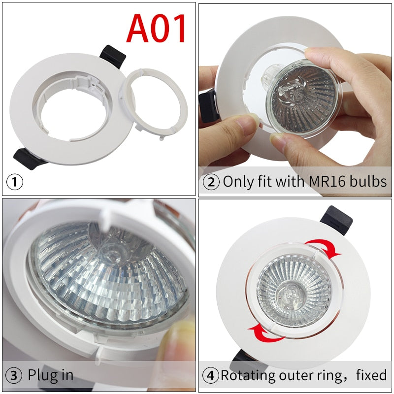 MR16 GU10 Surface Mounted Ceiling Spot Light Frame Frosted Plastic Recessed Downlight Wholesale Price Lighting Fixtures