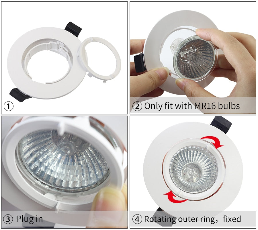 MR16 GU10 Surface Mounted Ceiling Spot Light Frame Frosted Plastic Recessed Downlight Wholesale Price Lighting Fixtures