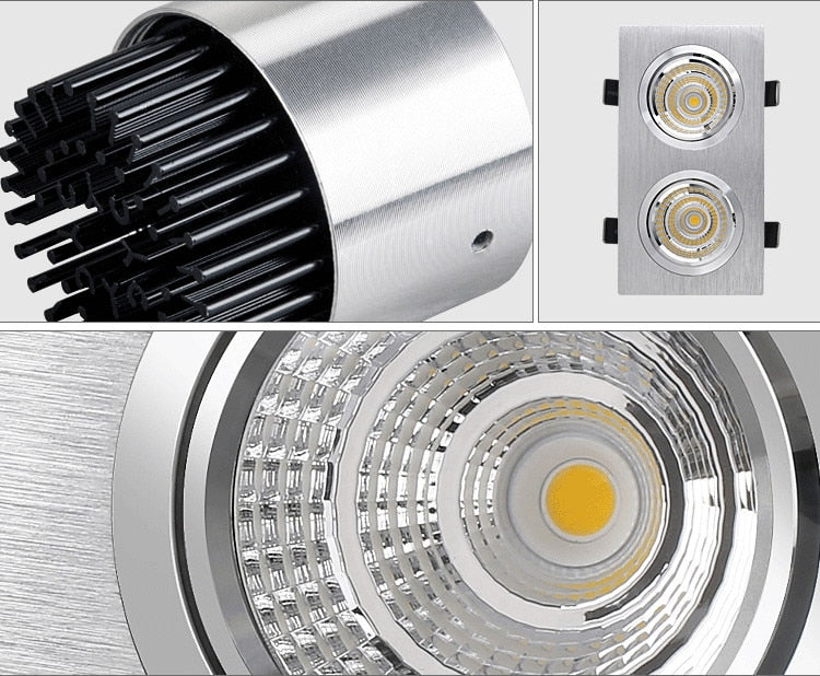 Black Silver Square Dimmable LED COB Downlight 7W 9W 12W 14W 28W 24W LED Recessed Ceiling Downlight LED COB Spot Light AC90-265V