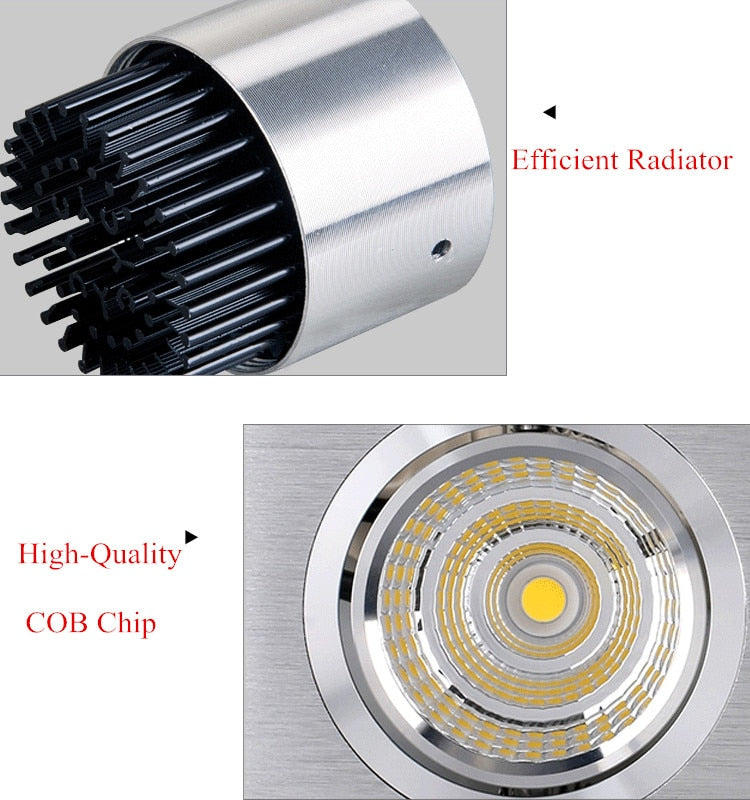 Black Silver Square Dimmable LED COB Downlight 7W 9W 12W 14W 28W 24W LED Recessed Ceiling Downlight LED COB Spot Light AC90-265V