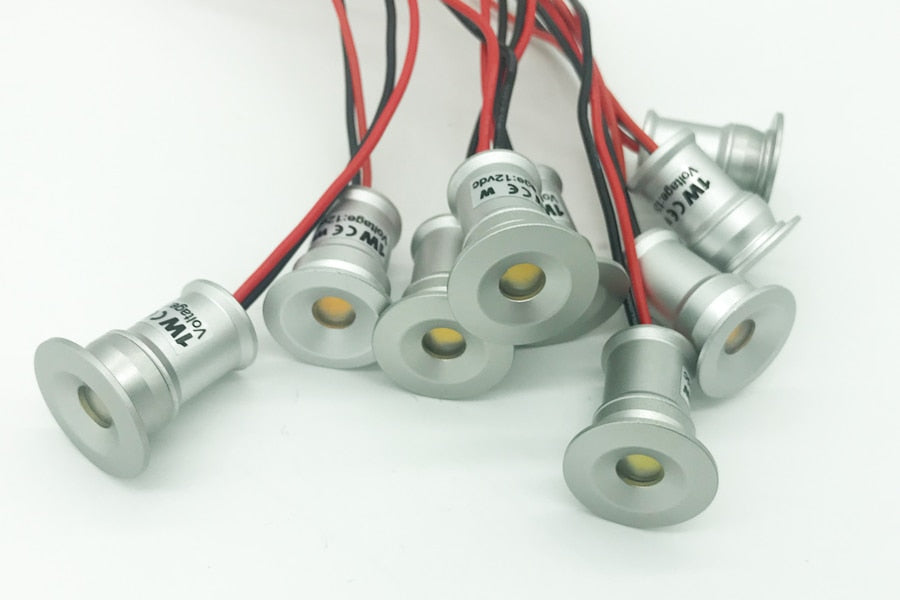 1W IP65 Mini LED Spotlight Dimmable 15mm 2mm Recessed Downlight Indoor 12V Spot Light Ceiling Lamp Showcase Display Lighting