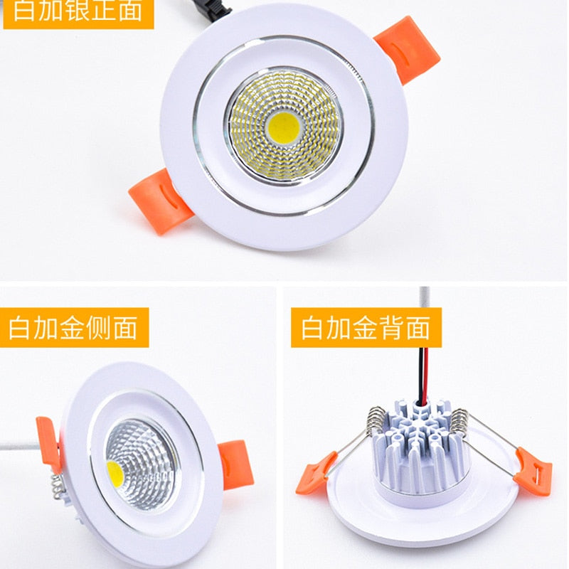 Dimmable LED Downlight 3W 5W Round COB Recessed Lamp AC85-265V Led Bulb Bedroom Kitchen Indoor LED Spot Lighting