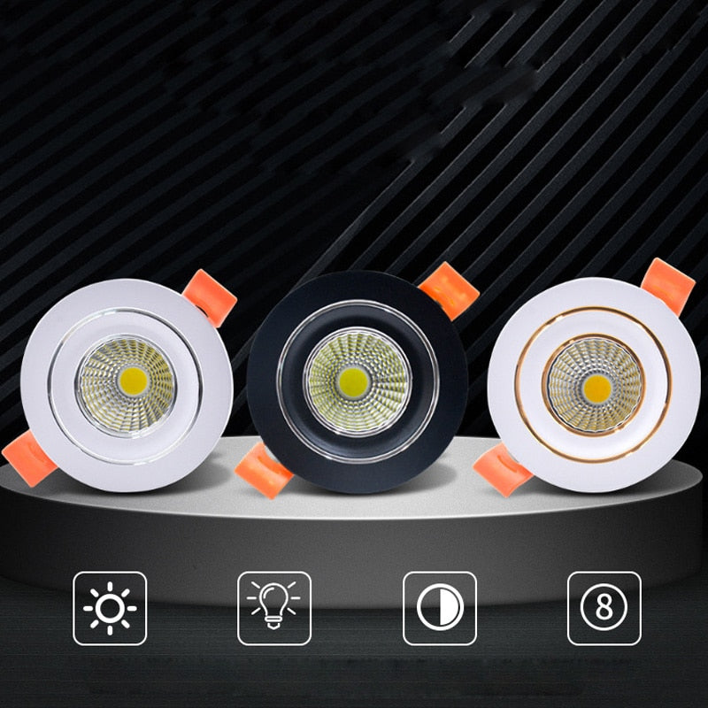 Dimmable LED Downlight 3W 5W Round COB Recessed Lamp AC85-265V Led Bulb Bedroom Kitchen Indoor LED Spot Lighting