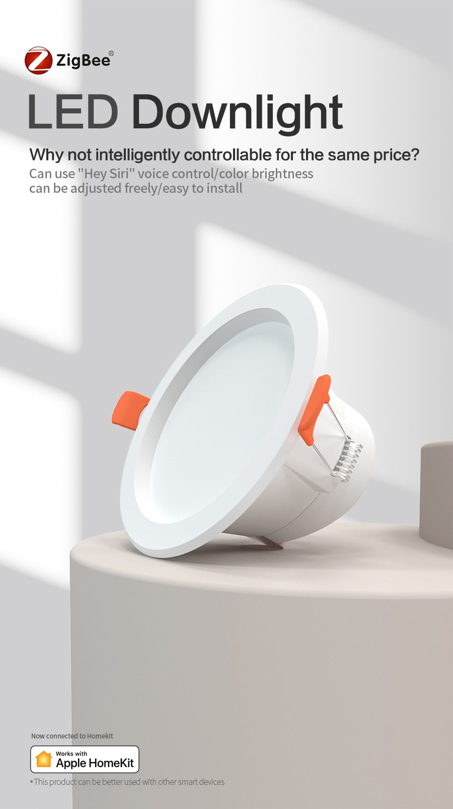 Benexmart 10W 15W LED Downlight for Ceiling RGBCW Tuya Zigbee Smart Dimmer Lamp Zemismart Zigbee Hub Control Alexa Google Home