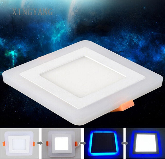 LED Ceiling Recessed panel Light 6W 12W 16W 24W Panel lamp decoration round square Led Panel Downlight Blue+White 2 color