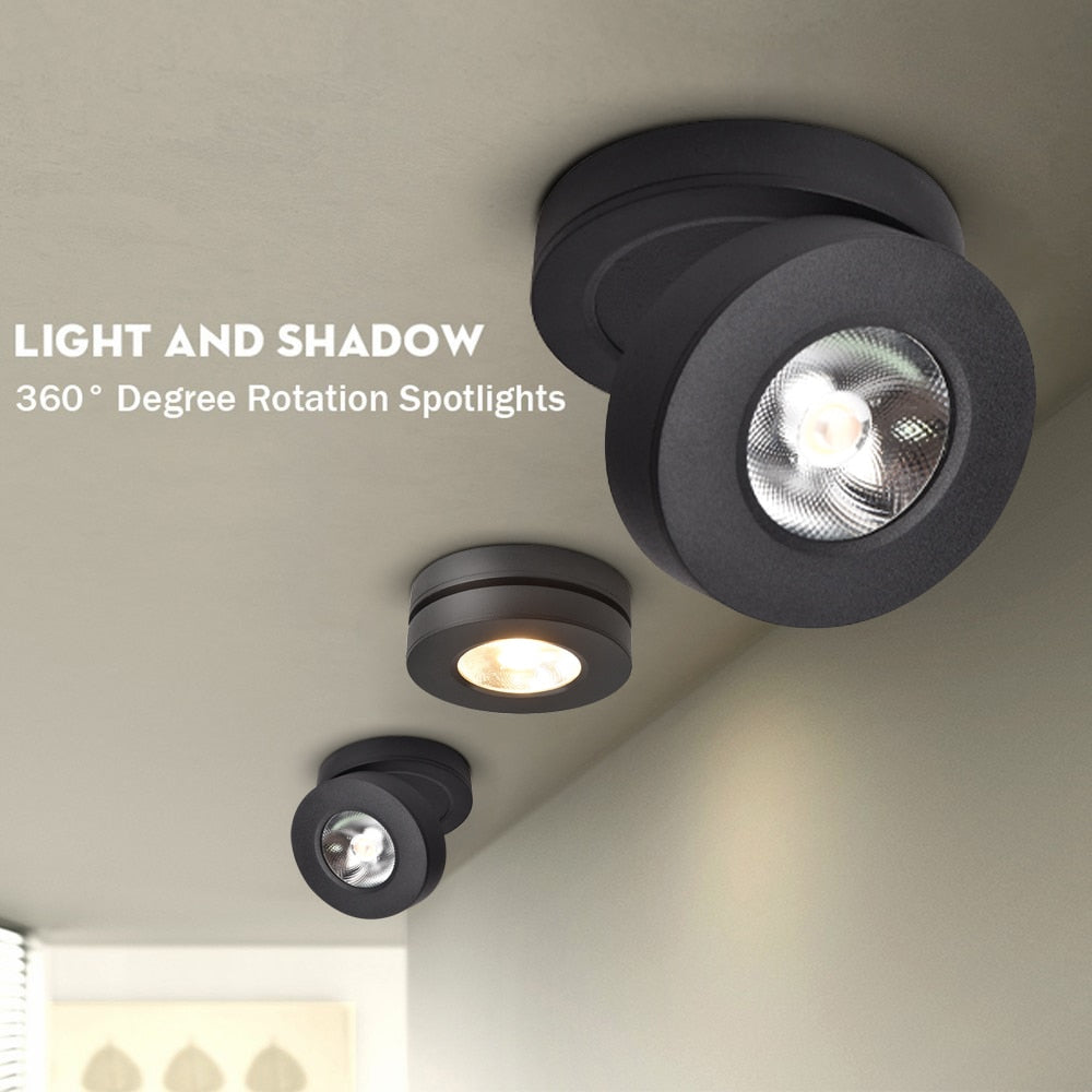 DBF Angle Adjustable LED Surface Mounted Downlight 360 Degree Rotatable 3W 5W 7W Ceiling Spot Light 3000K/4000K/6000K 220V Spotlight