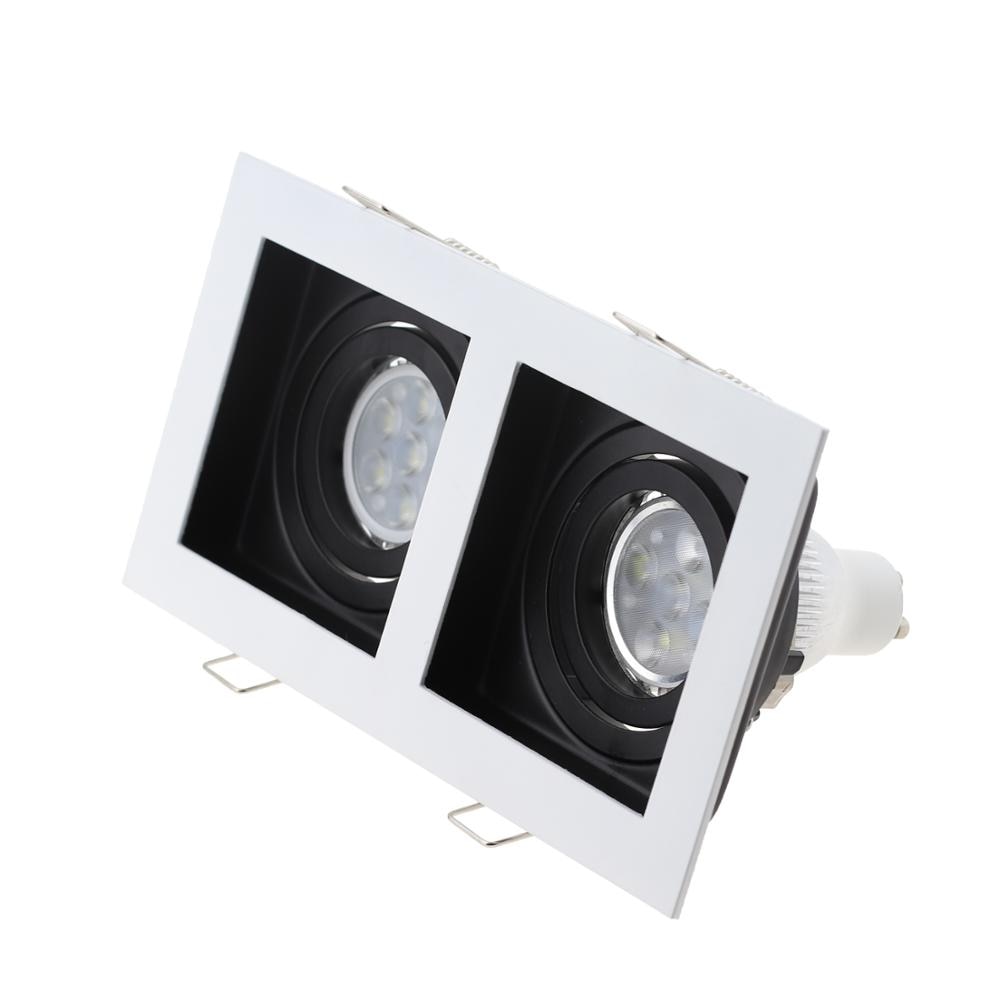 Commercial Lighting Square Led Adjustable Recessed Downlight GU10 Bulb Fixture Holder White Black MR16 LED Spot Lamp Frame