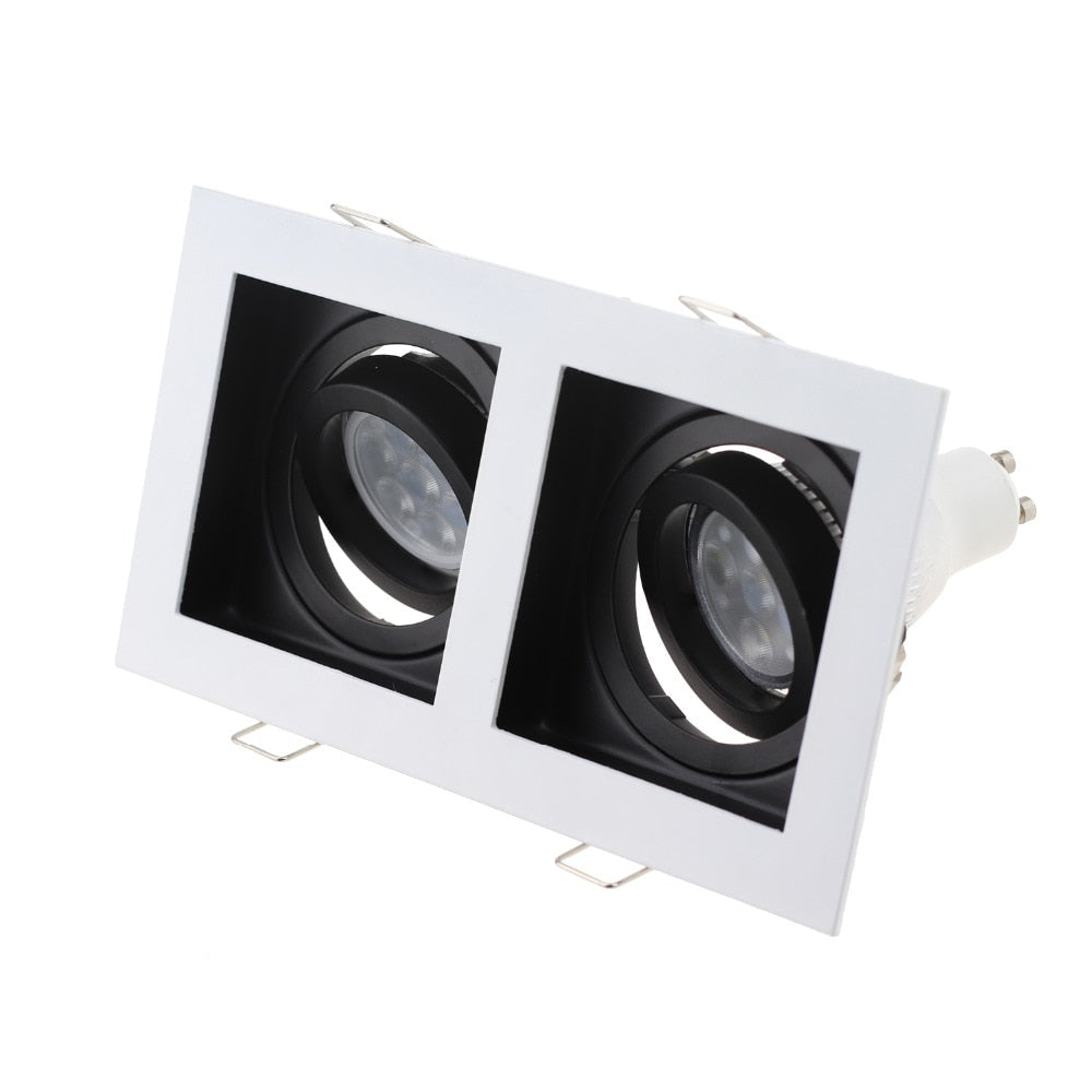 Commercial Lighting Square Led Adjustable Recessed Downlight GU10 Bulb Fixture Holder White Black MR16 LED Spot Lamp Frame