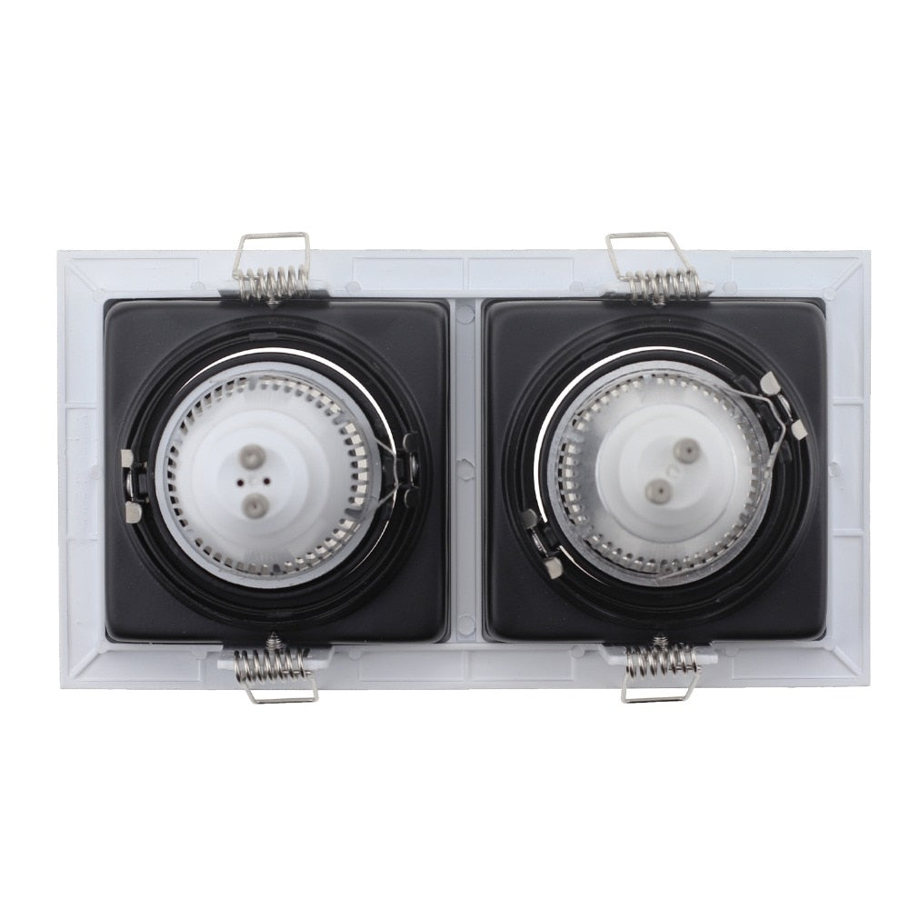 Commercial Lighting Square Led Adjustable Recessed Downlight GU10 Bulb Fixture Holder White Black MR16 LED Spot Lamp Frame