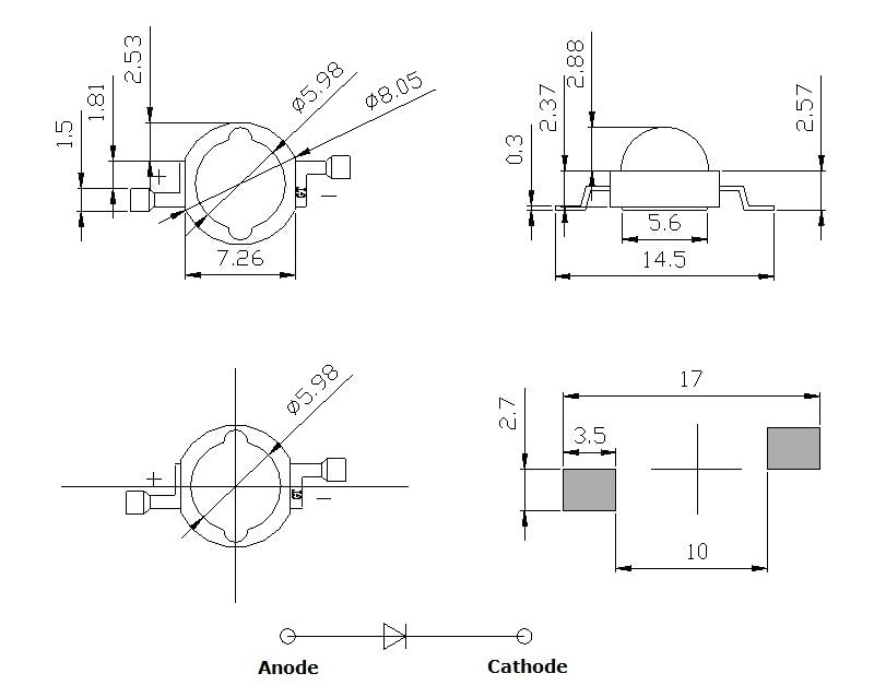 Real Full Watt 1W 3W High Power LED lamp Bulb Diodes SMD 110-120LM LEDs Chip For 10 -1000 pcs 3W - 18W Spot light Downlight