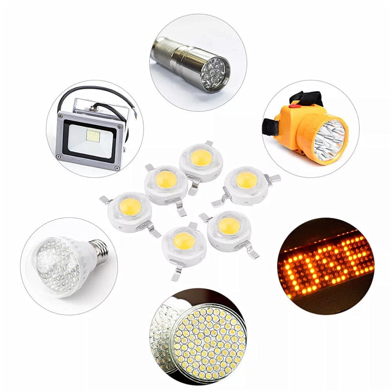 LED COB Lamp Chip 1W 3W 3.2-3.6V 10-1000Pcs Input 100-220LM Mini LED Bulb Diode SMD For DIY LED Floodlight Spotlight Downlight