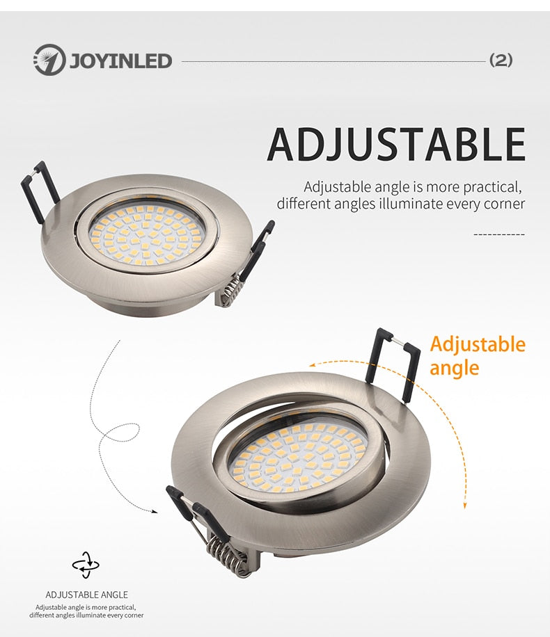 The New LED Downlight Spotlight Round Integrated Nickel Ceiling Downlight Angle Adjustable AC90-260V Home Office Hotel Lighting