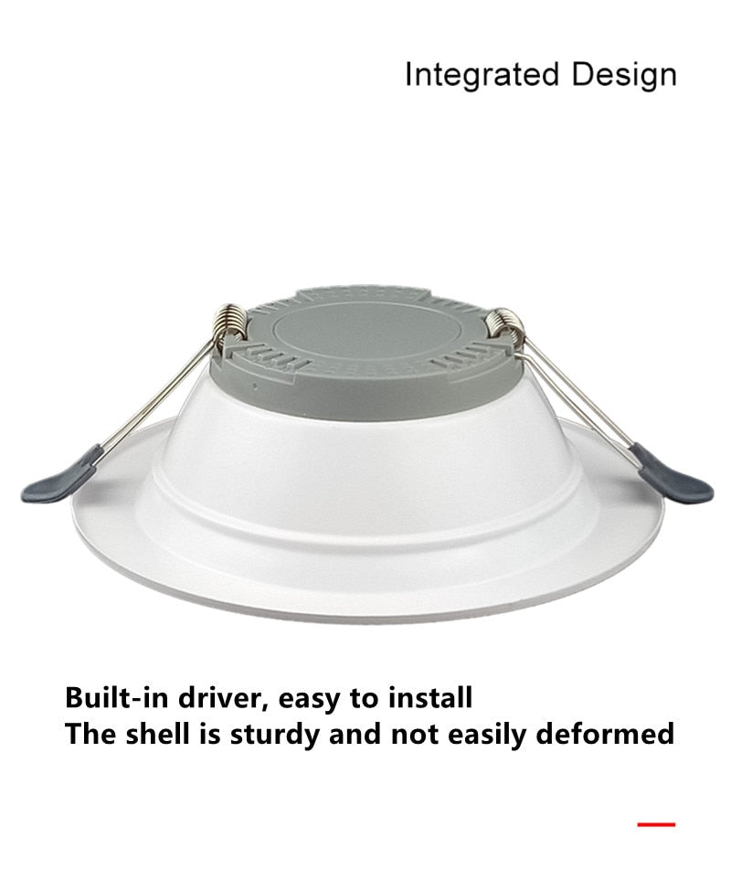 LED Downlight 220V 6W 9W 12W 18W 3 Colors 3000K 4000K 6000K Conversion White Ceiling Lamp Household Spot Lights Indoor Lighting