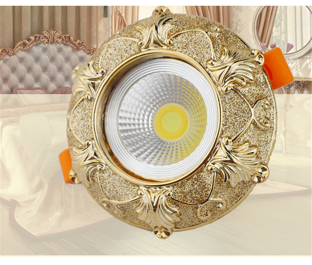 Europe Luxury Golden Retro Resin Cob Led Ceiling Lamp For Hallway Foyer Decor Spots Recessed Bull'S Eye Downlights 5W 7W 220V