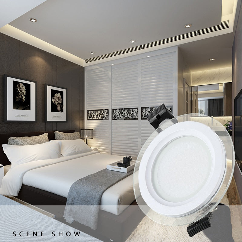 Super bright glass square round ceiling recessed panel light LED spotlight AC110V 220V LED panel downlight