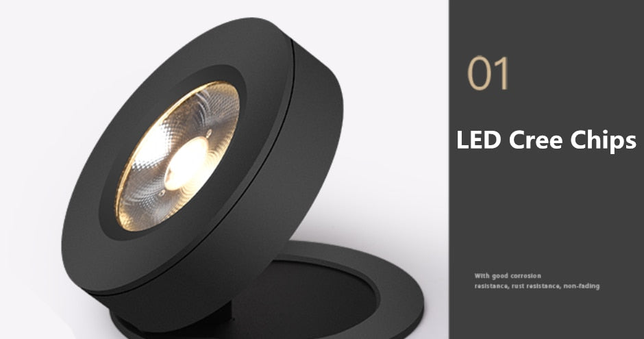 Slim LED Embedded Ceiling Down Lamp,Foldable And 360 Degree Rotatable Built in COB Spot Light Recessed Downlight Room Lam