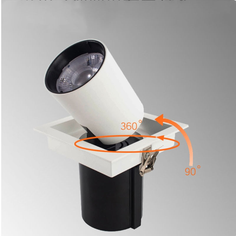 Kitchen Living room Indoor square Angle Adjust Stretchable LED COB Recessed Downlight 12W 15W 18W 24W LED Ceiling Spot