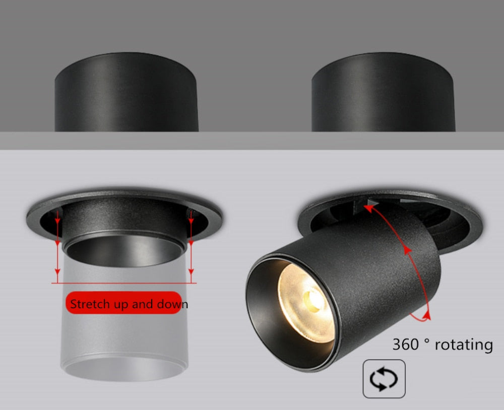 Kitchen Living room Indoor square Angle Adjust Stretchable LED COB Recessed Downlight 12W 15W 18W 24W LED Ceiling Spot