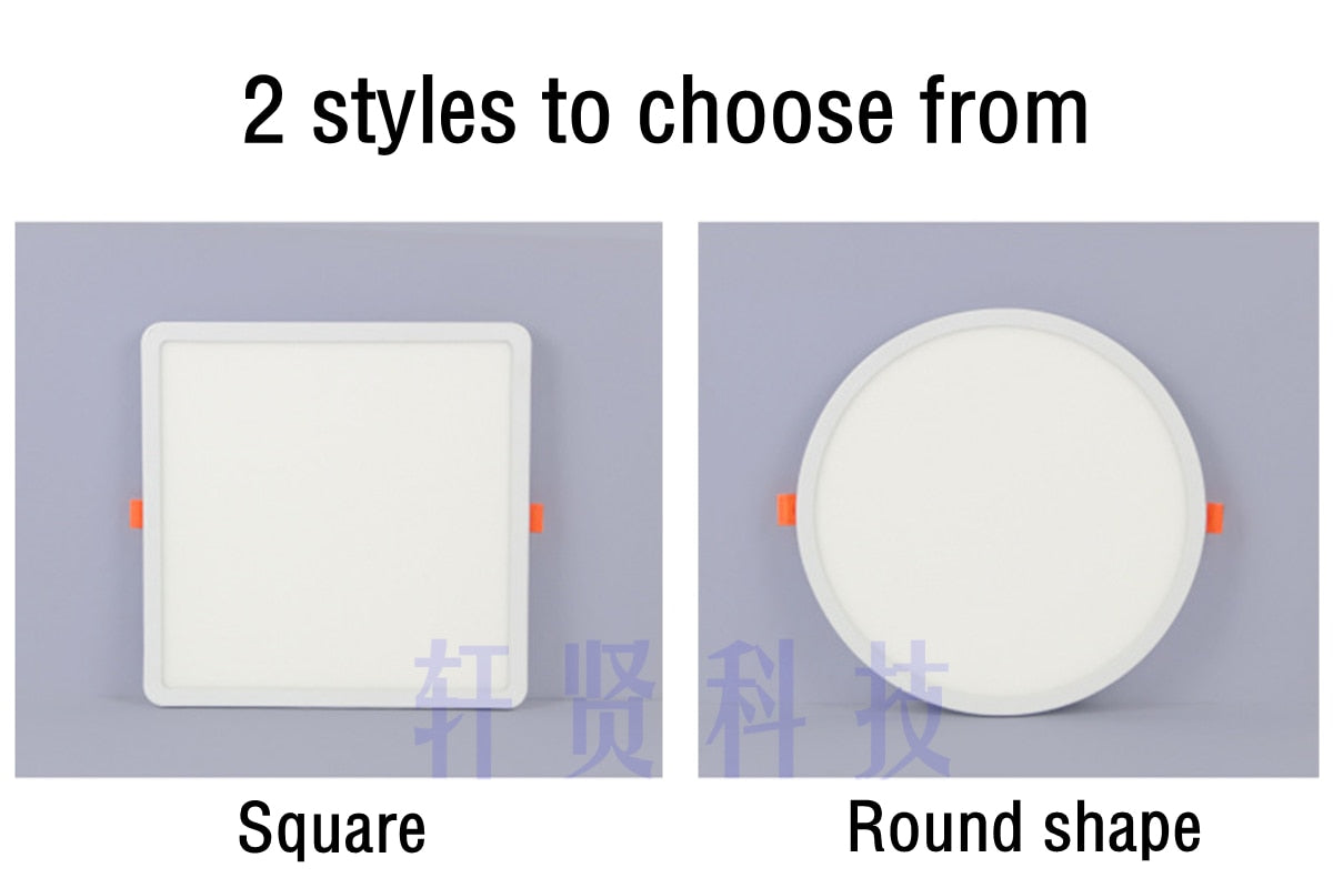 Round Square Ultra thin LED Panel Light Recessed Downlights 6W 8W 15W 20W AC 220V 230V Indoor lighting Ceiling Lamp
