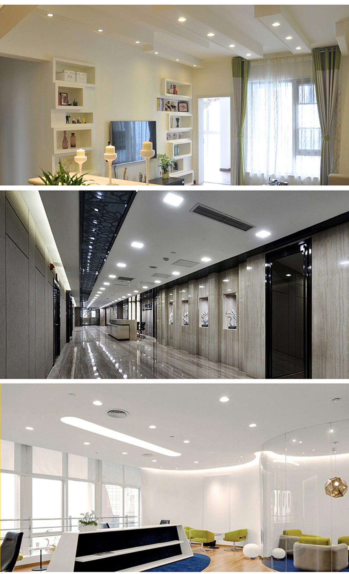 Round Square Ultra thin LED Panel Light Recessed Downlights 6W 8W 15W 20W AC 220V 230V Indoor lighting Ceiling Lamp