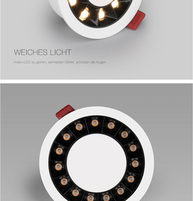 QIUBOSS Modern LED Grille Light AC220V Recessed Led Downlight Dimmable Household Spotlight 30W Embedded Lighting Lamp for Indoor