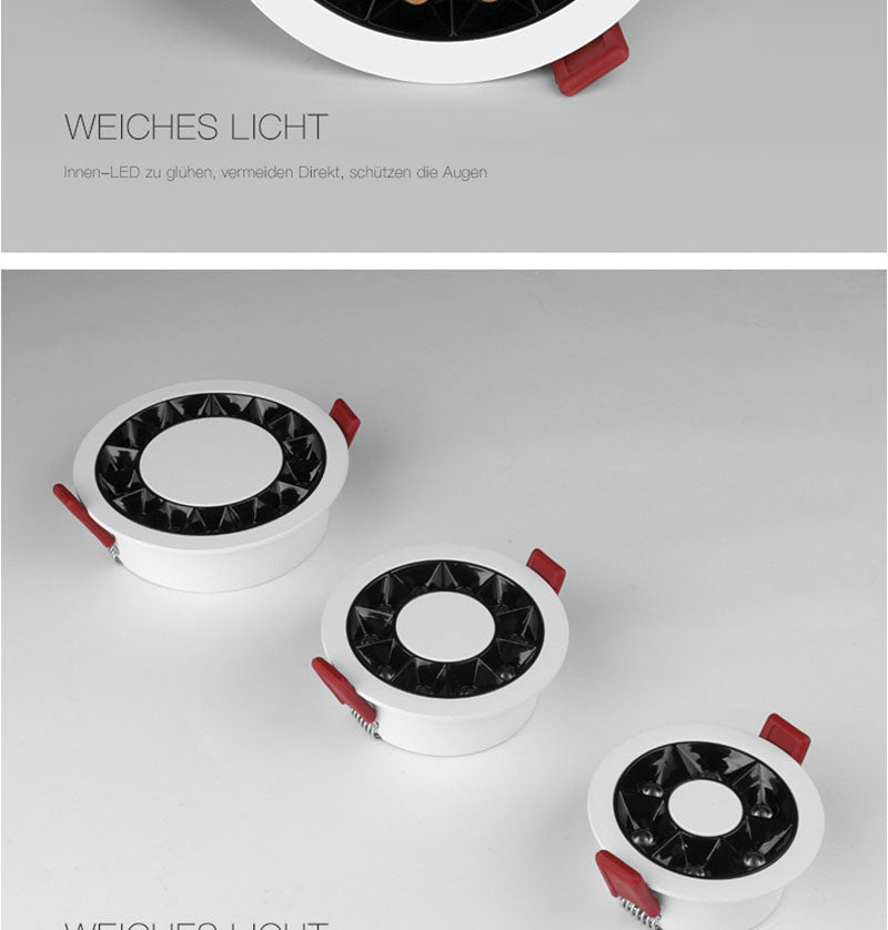 QIUBOSS Modern LED Grille Light AC220V Recessed Led Downlight Dimmable Household Spotlight 30W Embedded Lighting Lamp for Indoor