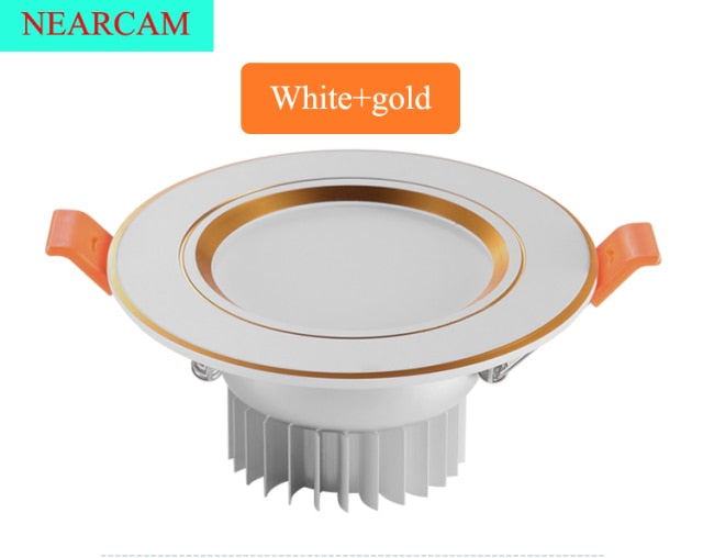 NEARCAM LED Downlight 5W 7W Embedded Round LED Spotlight AC 220V 230V 240V Indoor Lighting Warm White Cool White Tri-color Light