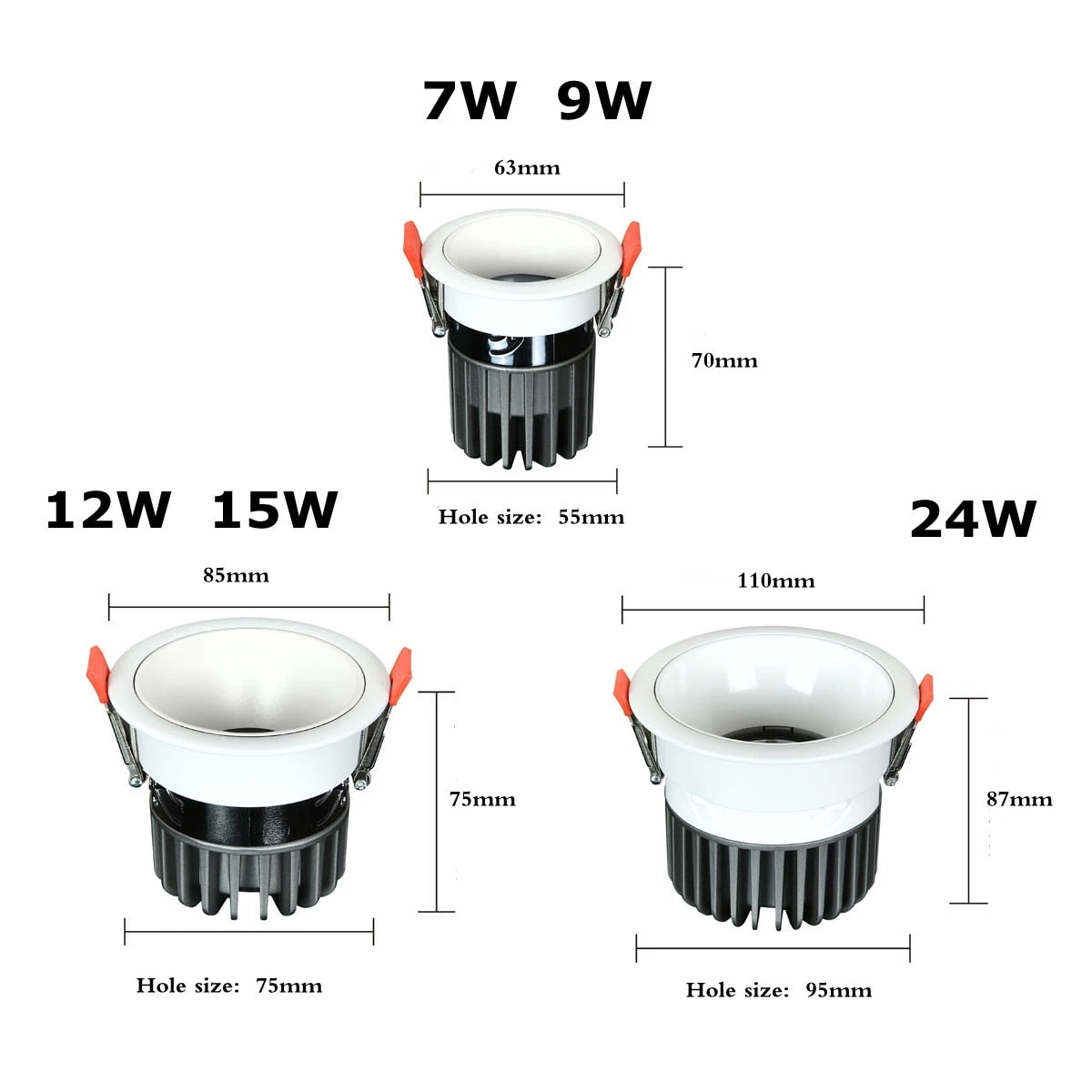 New Recessed Anti Glare COB LED Downlights 7W/10W/12W/15W LED Ceiling Spot Lights AC85~265V Background Lamps Indoor Lighting