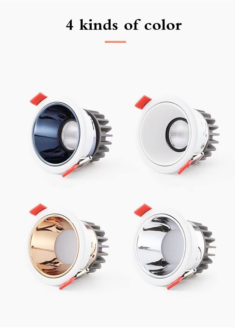 New Recessed Anti Glare COB LED Downlights 7W/10W/12W/15W LED Ceiling Spot Lights AC85~265V Background Lamps Indoor Lighting