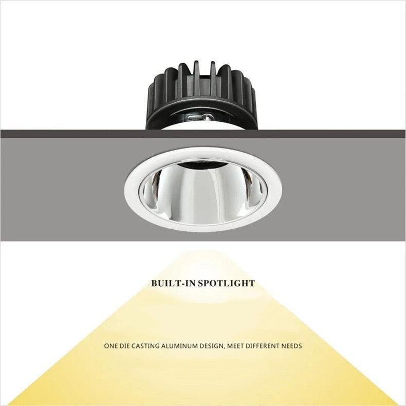 New Recessed Anti Glare COB LED Downlights 7W/10W/12W/15W LED Ceiling Spot Lights AC85~265V Background Lamps Indoor Lighting