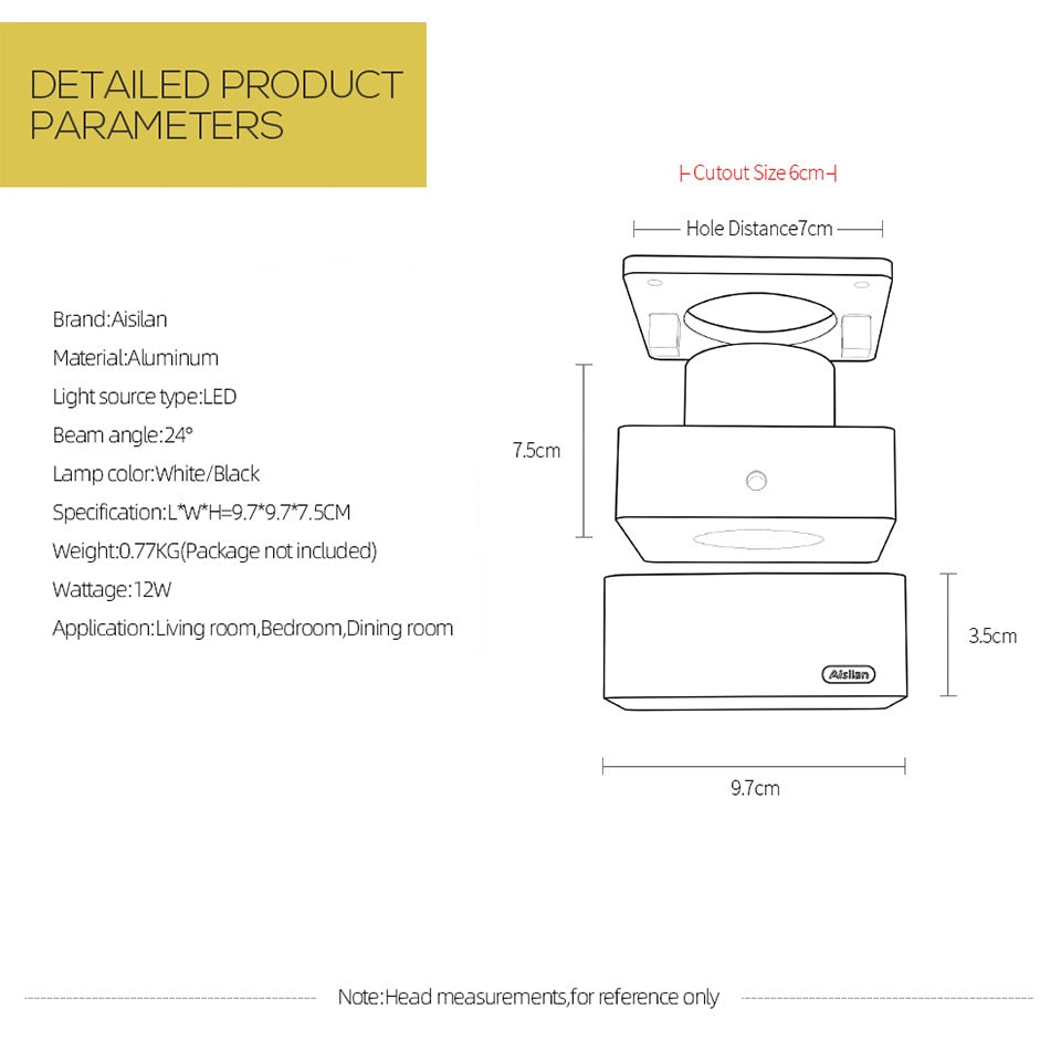 Aisilan LED ultra-thin surface mounted downlight without main light ceiling spot light Square Recessed Lamp living room bedroom