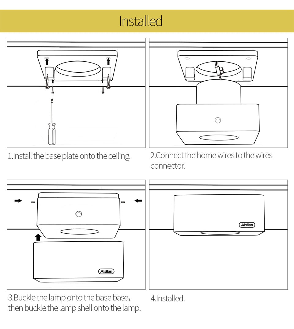 Aisilan LED ultra-thin surface mounted downlight without main light ceiling spot light Square Recessed Lamp living room bedroom