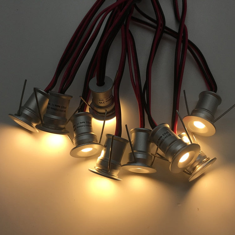 IP65 12V Mini LED Downlight Recessed Ceiling Lighting Spot Light Corridor Lamps 1W Dimmable Spotlight for Showcase Cabinet