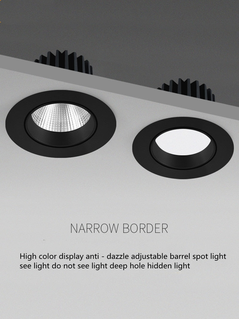 Dimmable Anti-Glare Downlight Embedded 7W 9W 12W 15W 18W Adjustable Angle Home Living Room Background Wall LED Spotlight