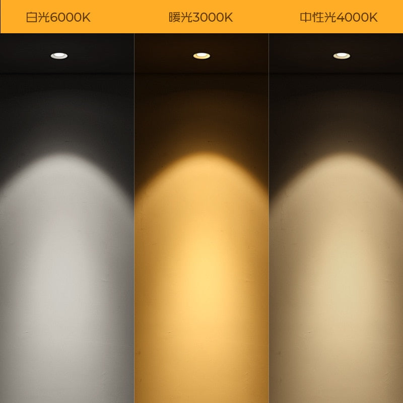 Dimmable Round Anti-Glare Led Downlight COB Ceiling SpotLight 7W 12w 15w AC85-265V Recessed Indoor Lighting Quality Assurance