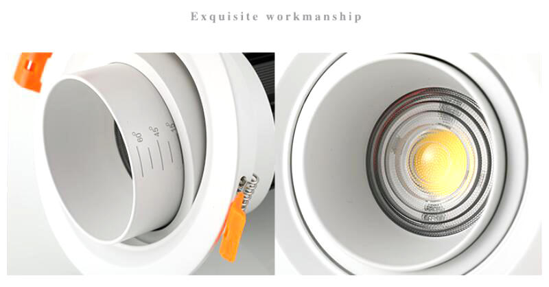 Adjustable focal length 7w 12w dimmable COB LED Downlights black and white LED Ceiling Lamps Spot Light LED Downlights