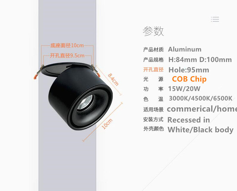 LED Downlight 15W 20W LED Surface Mounted Warm White LED Spot Light for Clothes Store Shopping Mall Livingroom