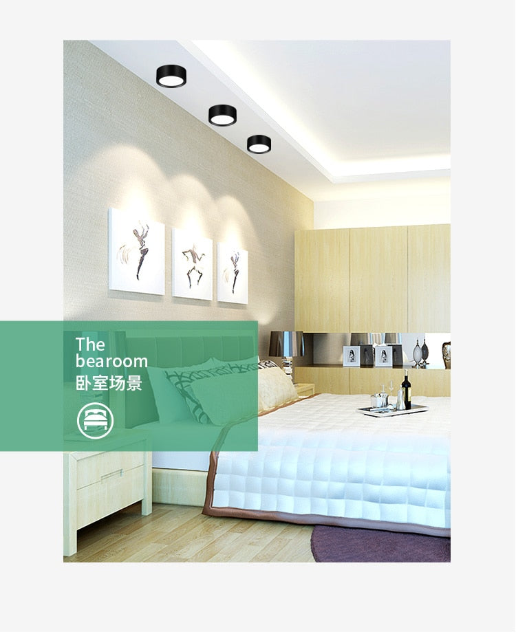 FLKL Surface Mounted Modern LED Downlight LED Spotlight 220V 110V 5/7/12/15/18W Downlight Ceiling Spotlight Fixture for Home