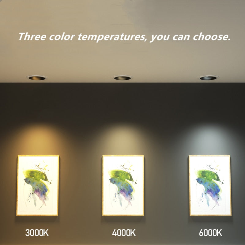 Dimmable Recessed Anti Glare LED Downlights 7W/9W/12W/15W LED Ceiling Spot Lights AC85~265V Background Lamps Indoor Lighting